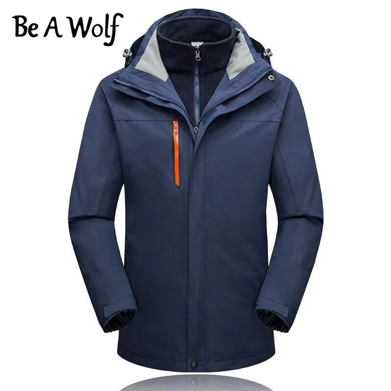 Be A Wolf, одежда для кемпинга, катания на лыжах, охоты, рыбалки, зимняя куртка, Женская куртка с подогревом, Мужская водонепроницаемая ветровка 8002 - Цвет: Черный