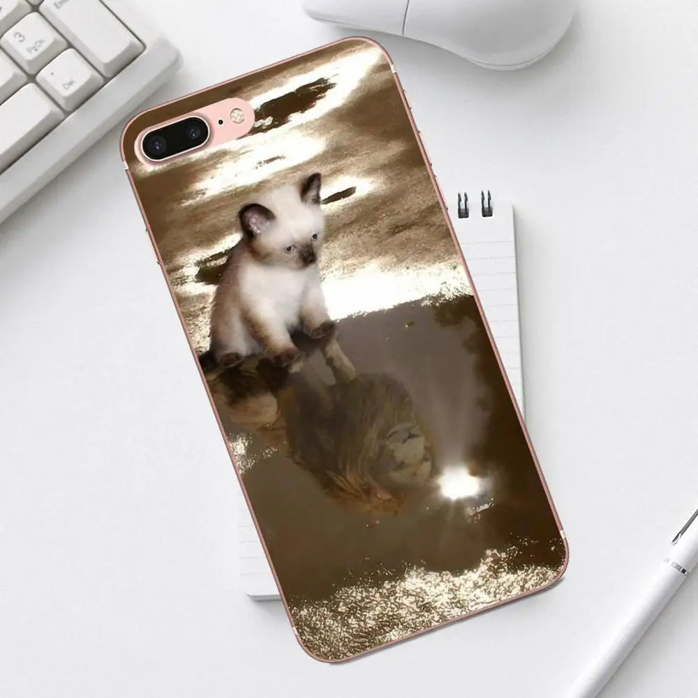 The Cute Mirror Reflection Cat Lovely Luxury For iPhone 4 4S 5 5C SE 6 6S 7 8 Plus X XS Max XR Galaxy A3 A5 J1 J3 J5 J7 2017 | Мобильные