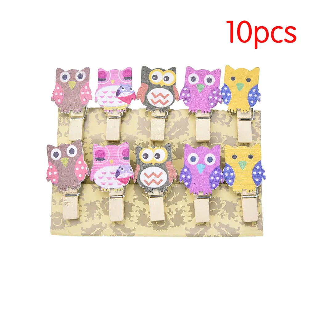 10pcs 10 шт./упак. животного сова утка кролик Дельфин Cat рождественское сердце, Плетеный абажур из натурального дерева одежда Фотобумага Пег контактный прищепка ремесло клипы - Цвет: 10pcs