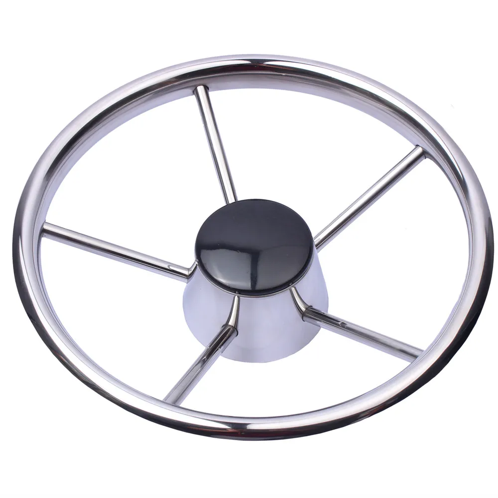 

Boat Steering Wheel Stainless Steel 5 Spoke 25 Degree 11'' For Marine Yacht