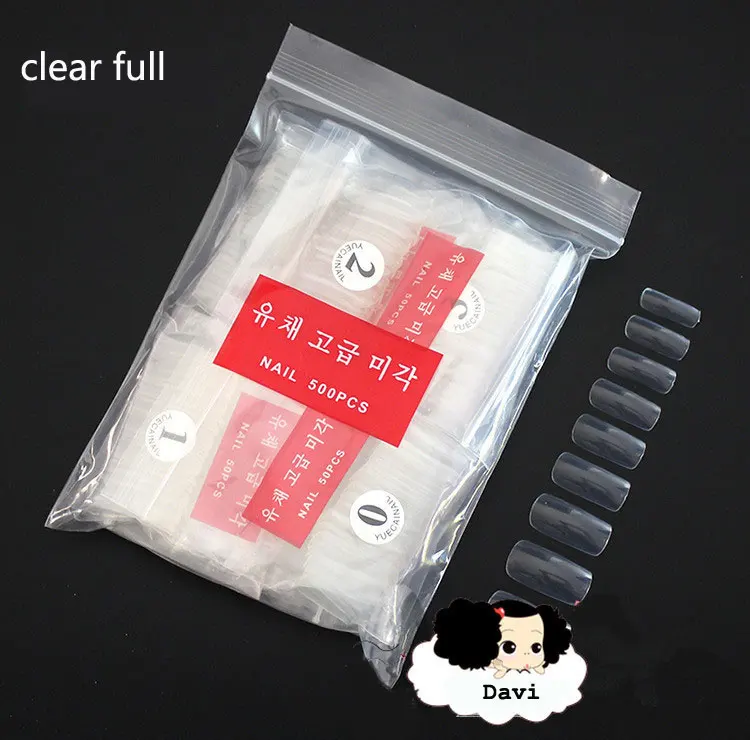 Искусственные накладные ногти прозрачные натуральные белые