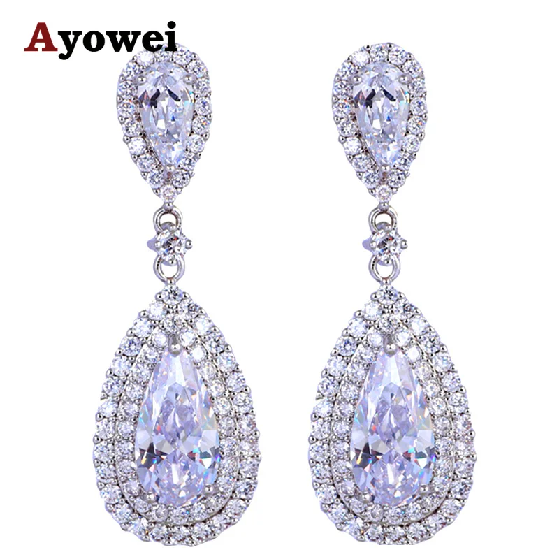 Серьги гвоздики женские с белыми кристаллами и цирконием ААА|jewelry tool|jewelry layoutsjewelry