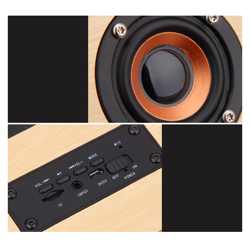 Деревянная Bluetooth колонка в ретро стиле беспроводной динамик Hi Fi с двойным 3D