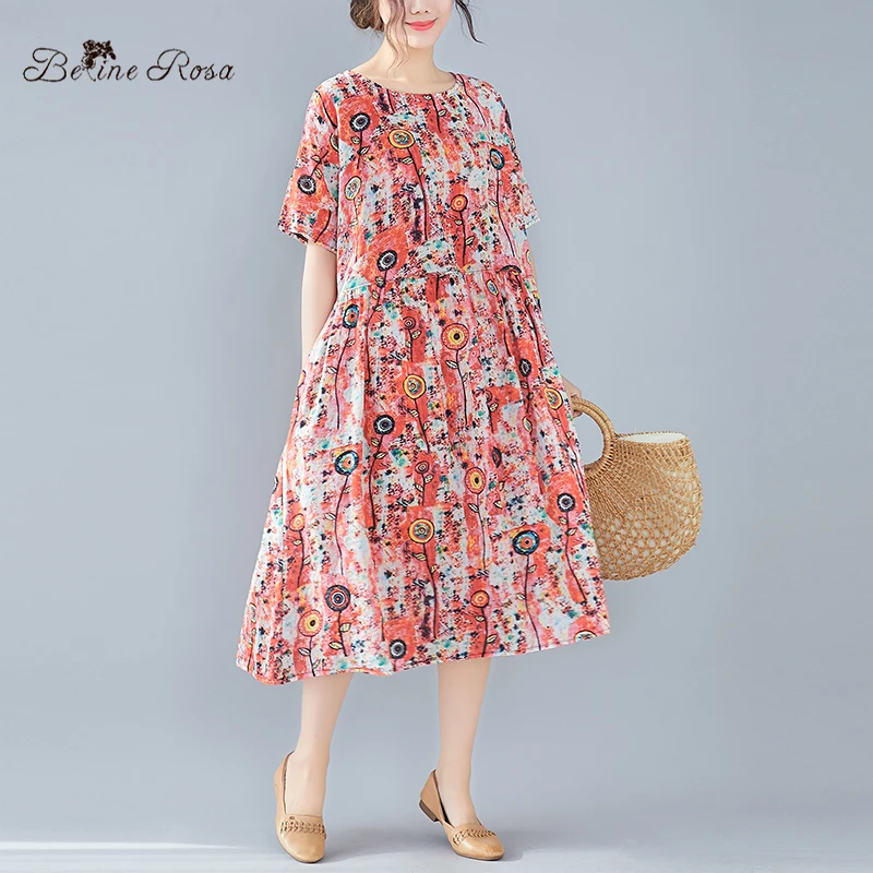 BelineRosa 2019 свободные летние платья Женская одежда с коротким рукавом o образным