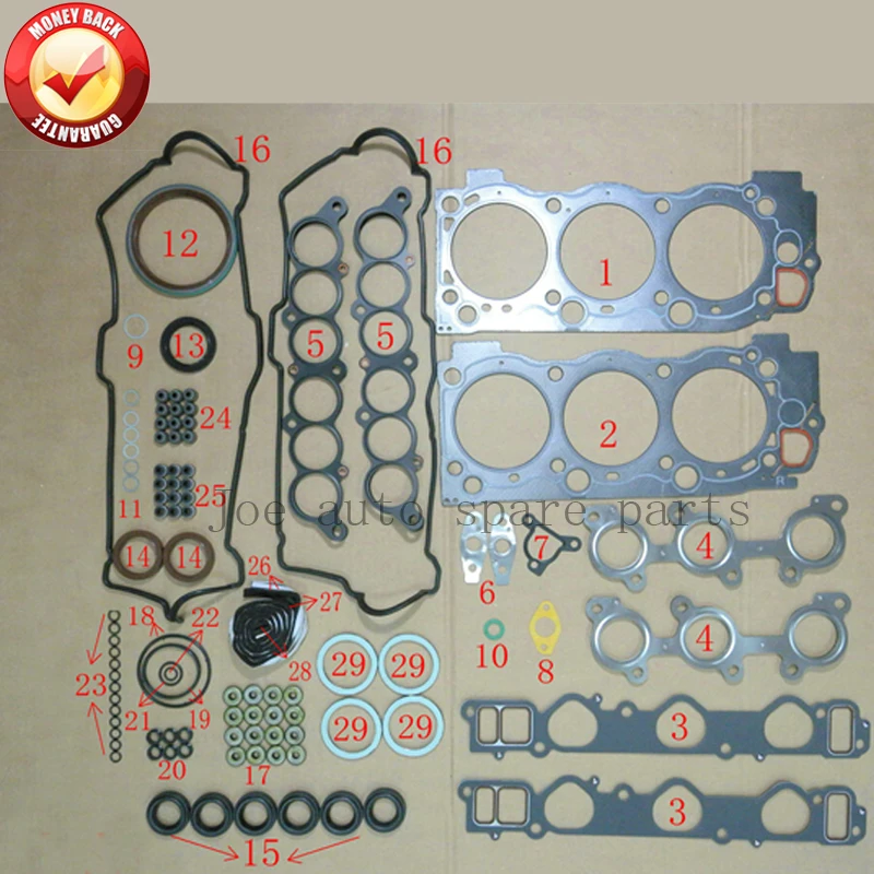 Полный комплект прокладок двигателя 5vz 5vzfe для Toyota Hilux IIland CruiserTundra Pickup 3.4L 3378CC 04111-62130 04111-62150 50177700 (art.: 79bab9edd) - 79bab9edd