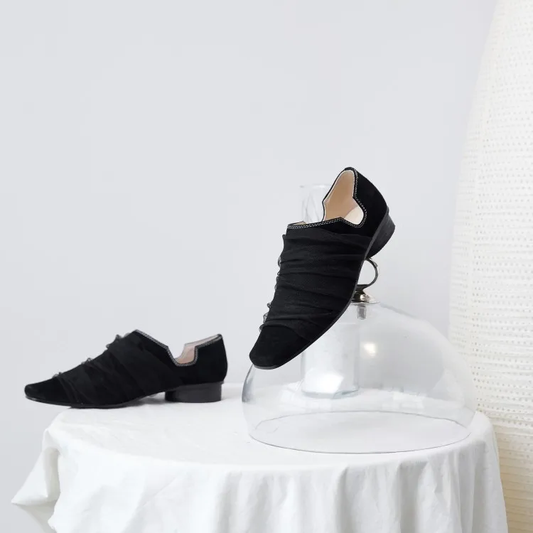 MLJUESE/Женская обувь на плоской подошве из мягкой замши с квадратным носком Обувь