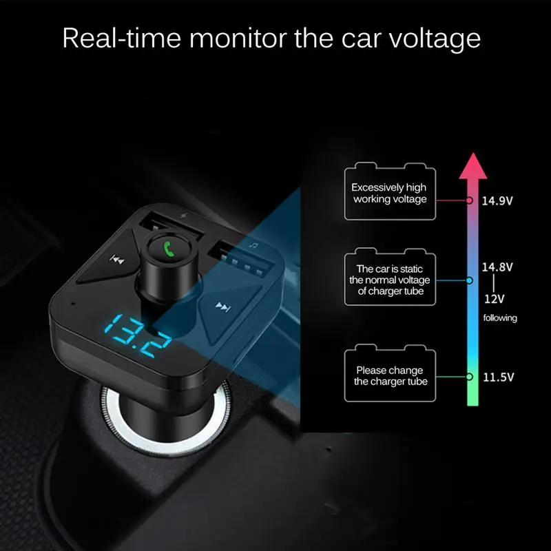 Bluetooth FM передатчик с 3.4A двойной USB зарядное устройство автомобильный MP3 Поддержка