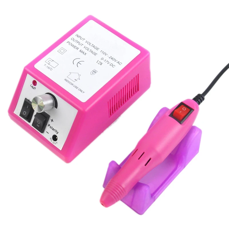Pink Профессиональная электрическая машинка для маникюра, педикюра, пилки, набор инструментов, полировщик для ногтей, шлифовальная машина для остекления геля - Цвет: Pink