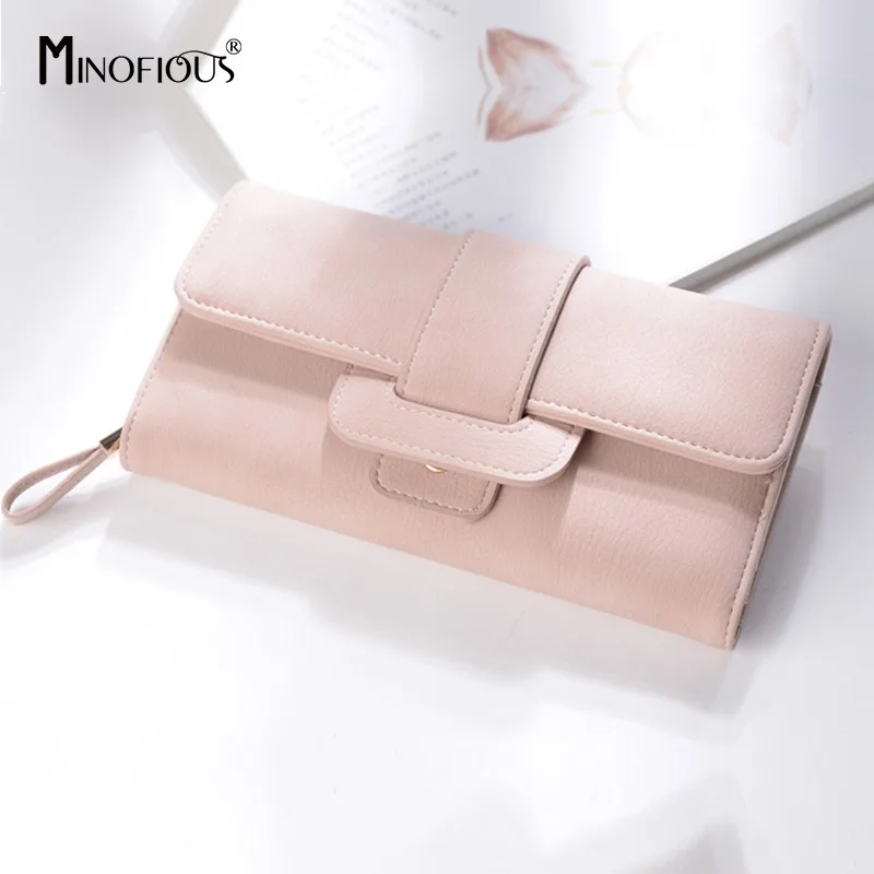 Женский клатч MINOFIOUS кошелек из искусственной кожи с застежкой длинные
