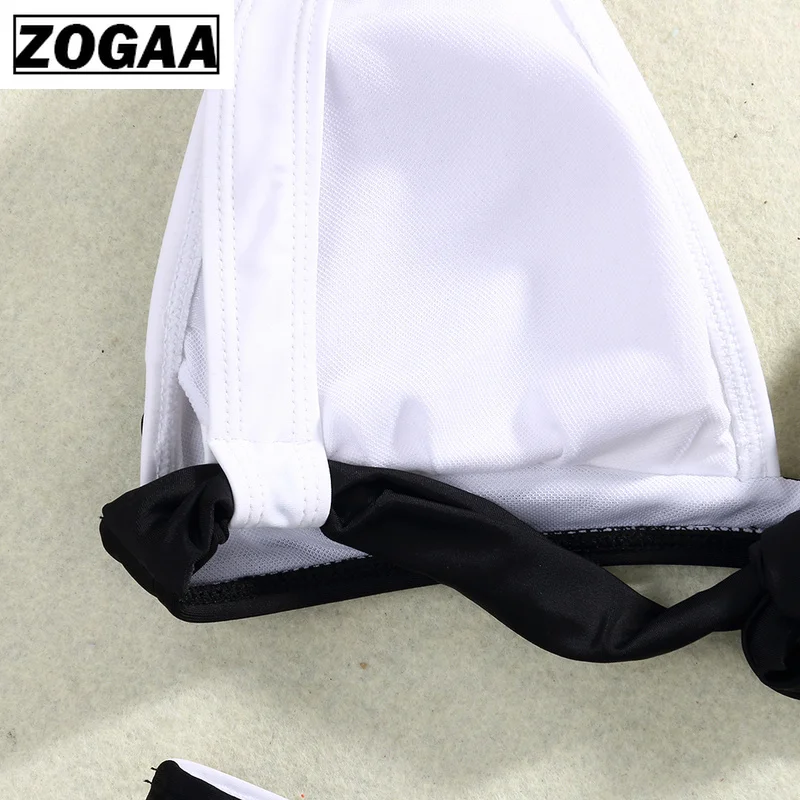 Женское бикини в черно белую полоску ZOOGA хлопковое/полиэстеровое высокого