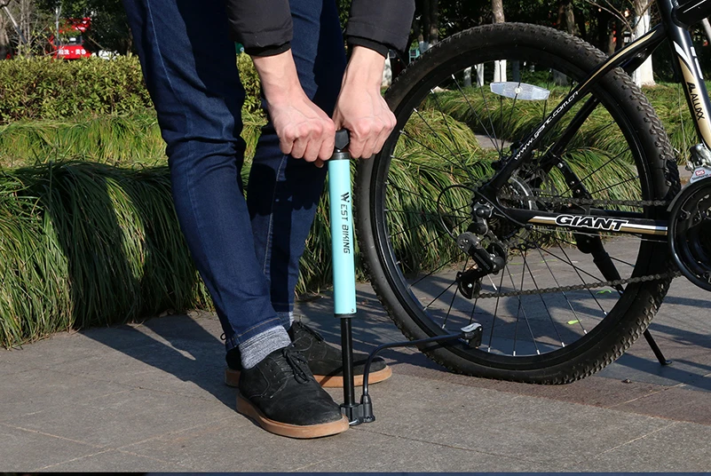 WEST BIKING велосипедный насос 120/160PSI стальной Бирюзовый велосипедный насос воздушный насос Schrader Presta клапан дорожный MTB велосипедный насос