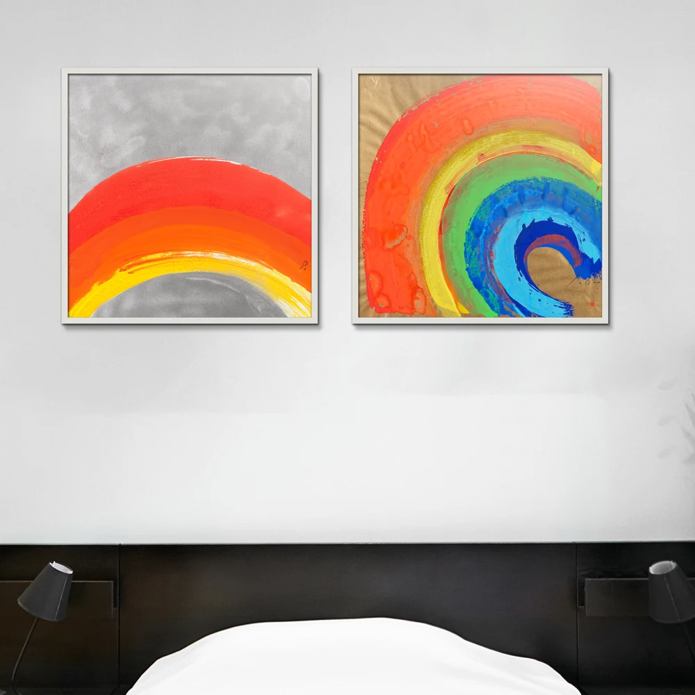 С принтом радуги и абстрактный домашний декор выполненные Спрей картина маслом