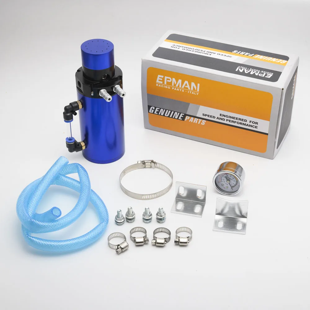 Epman двигатель Заготовка алюминиевый двигатель маслоуловитель Rservoir Breather Tank/Can с манометром EP-JYH06