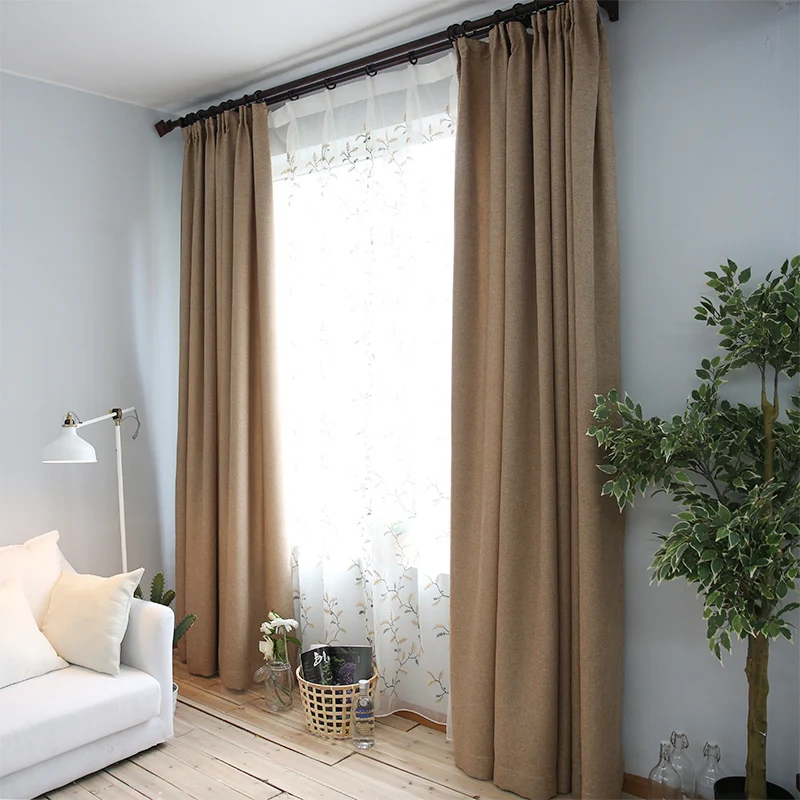 Элегантные плотные светонепроницаемые шторы из искусственного льна для