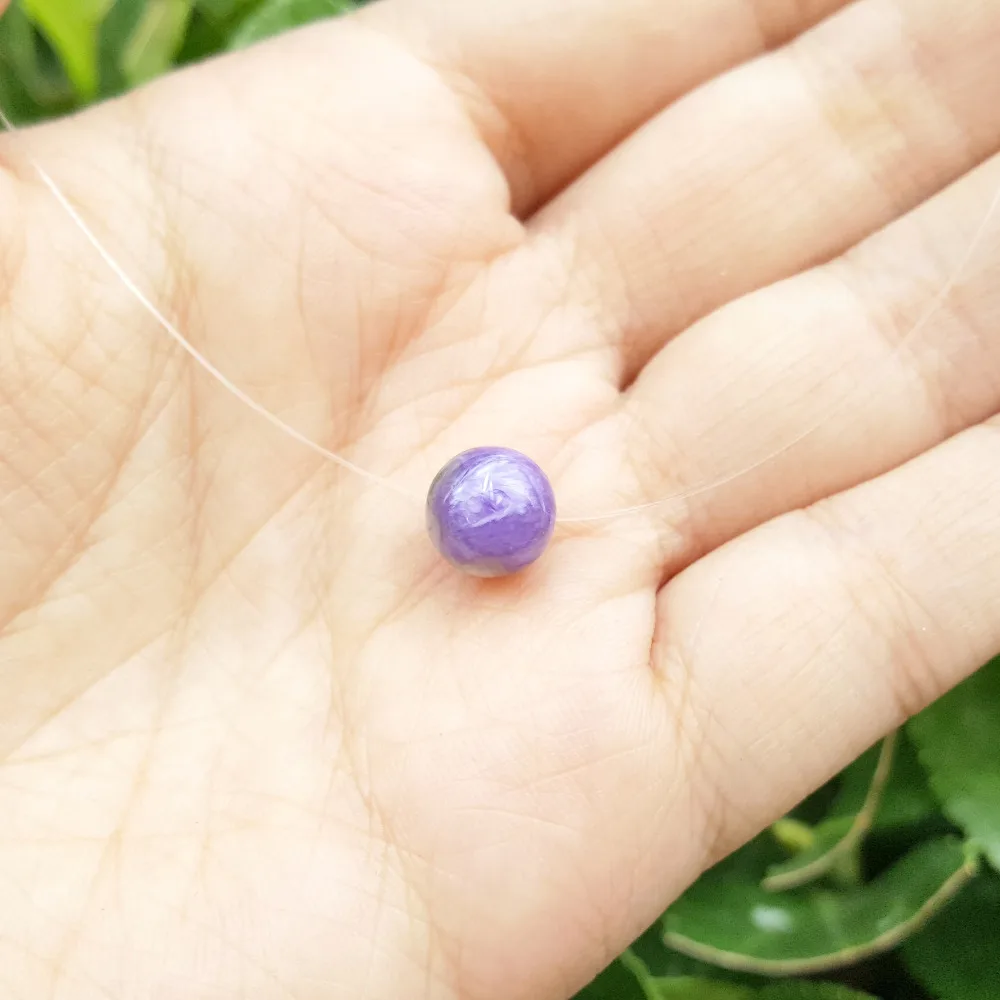 Lii Ji драгоценный камень Charoite около 7 8 мм 925 пробы Серебряное колье невидимое