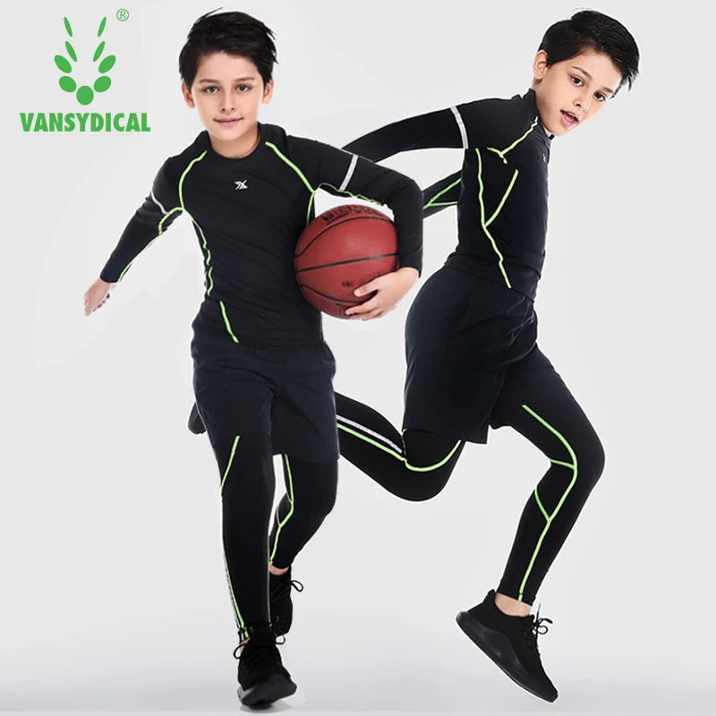 Vansydical спортивные костюмы для мальчиков дышащие компрессионные колготки бега 3