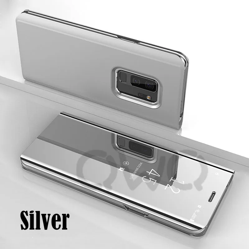 Sliver Роскошный зеркальный Прозрачный чехол для samsung Galaxy Note 8 9 S9 S8 плюс S7 Edge чехол с откидной крышкой для samsung A3 A5 J5 A7 J7 A6 A8 - Цвет: Sliver