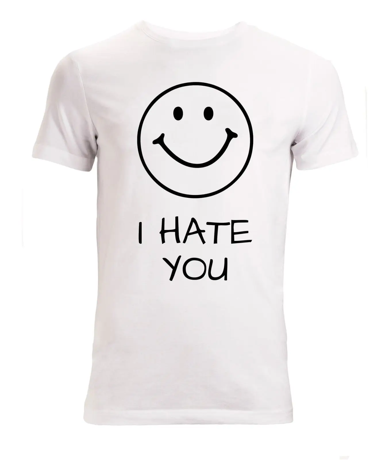Новинка 2019 летняя Мужская Горячая Распродажа модная футболка в стиле I Hate You Smile с