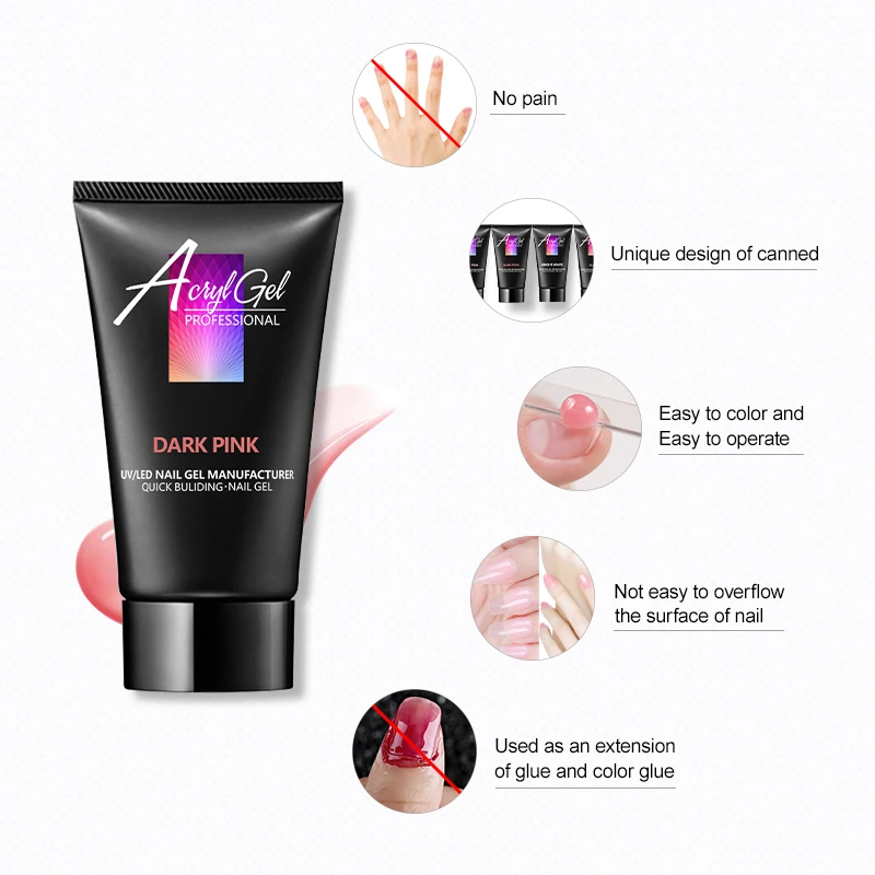 Акриловый удлиняющий гель Modelones розовый белый металл с прозрачными кристаллами