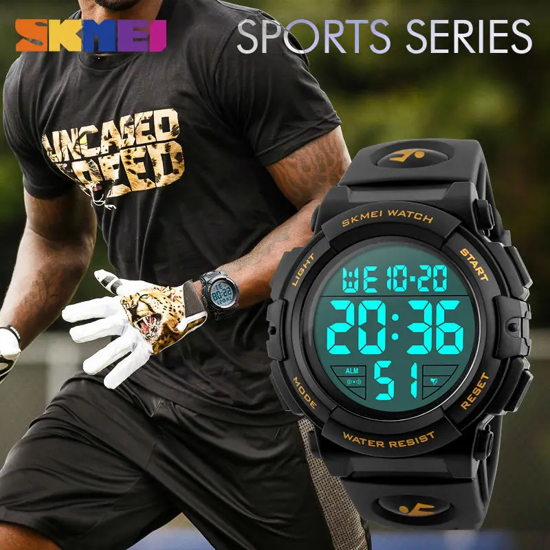 SKMEI Chrono Men Watch Top Luxury Brand Sport Watch Electronic Digital Male Wrist Clock Man 50M Waterproof Men's Watches 1258