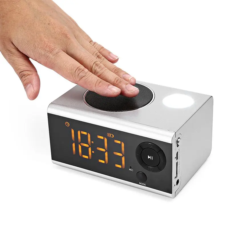 Прикроватный Мини светодиодный Будильник Светодиодный Ночник Bluetooth музыкальная