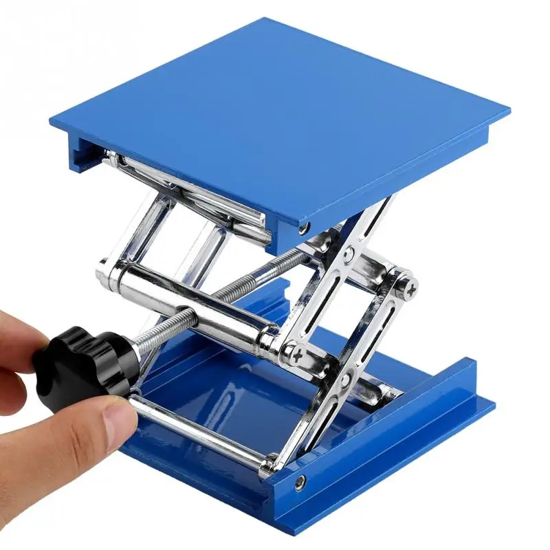 

Blue Electroplated Aluminum Lab Lifting Platform Stand Rack Scissor Jack Lifter 100 x 100mm