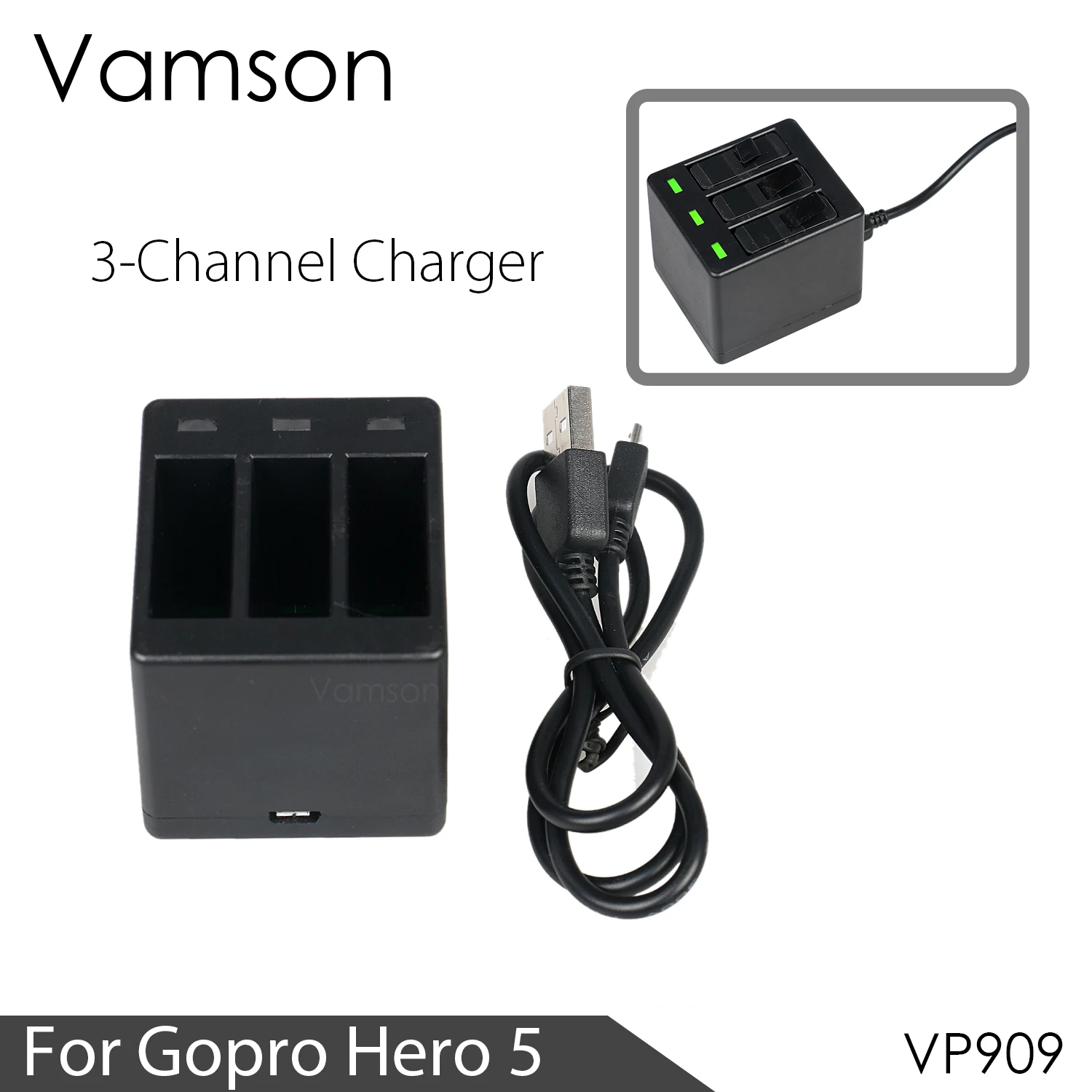 Vamson для GoPro Hero 8 7 6 5 Аксессуары 3 канальное зарядное устройство аксессуары Gopro Экшн
