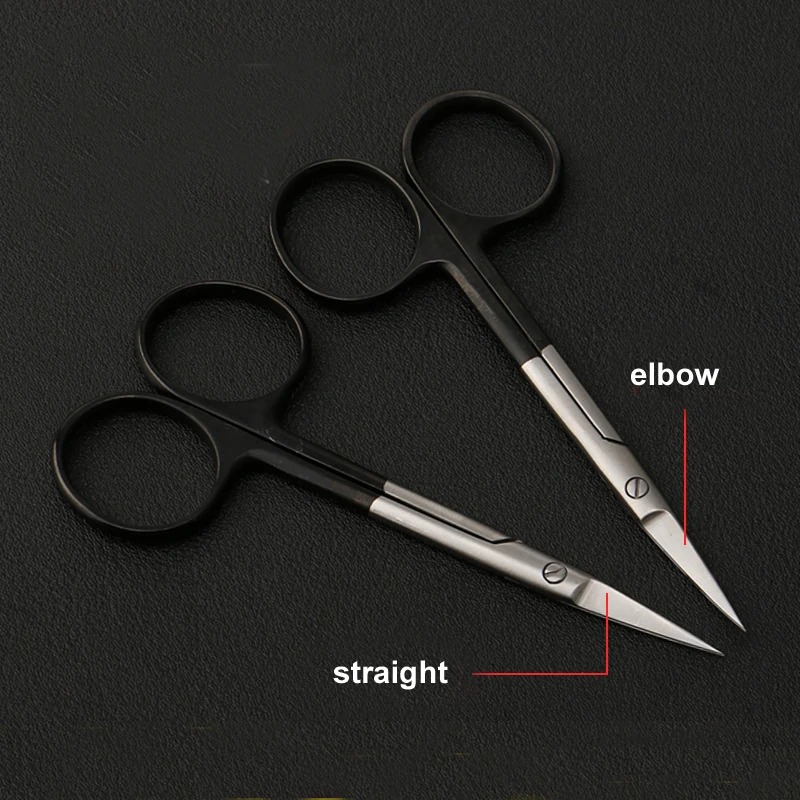 Black handle scissors double eyelid tool plastic surgery equipment stainless steel surgical scissors fine cut straight elbow