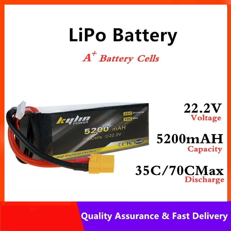 Lipo battery 6S 22.2V 5200mAH 35C/70C Max Large capacity RC Drones airplane high rate Lithium Battery | Игрушки и хобби