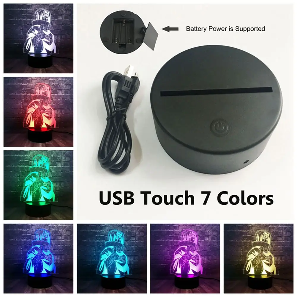 USB Touch 7 Color Японский аниме креативный 3D Наруто Саске Учиха Итачи светодиодный декор комнаты 7 цветов изменить настольный ночник светильник праздник день рождения Забавный подарок - Испускаемый цвет: USB Touch 7 Color