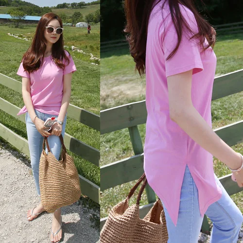 Женская Повседневная футболка с коротким рукавом и асимметричным узлом из