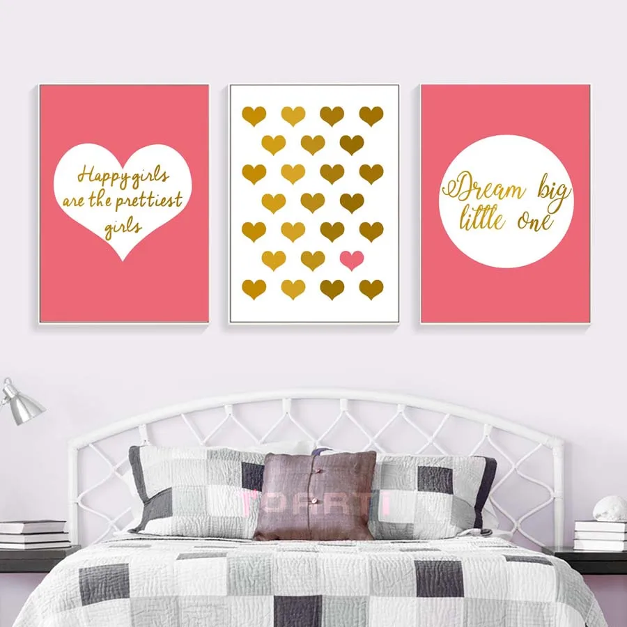 

Dream Big Little One Pink Wall Art Poster Prints Modern Home Decor Canvas Painting Modular Wall For Living Room No Framed