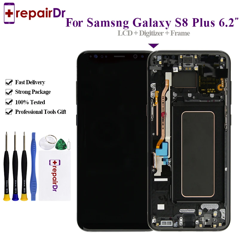 100% протестированный AMOLED ЖК-дисплей с рамкой для SAMSUNG Galaxy S8 Plus G955 G955F дисплей