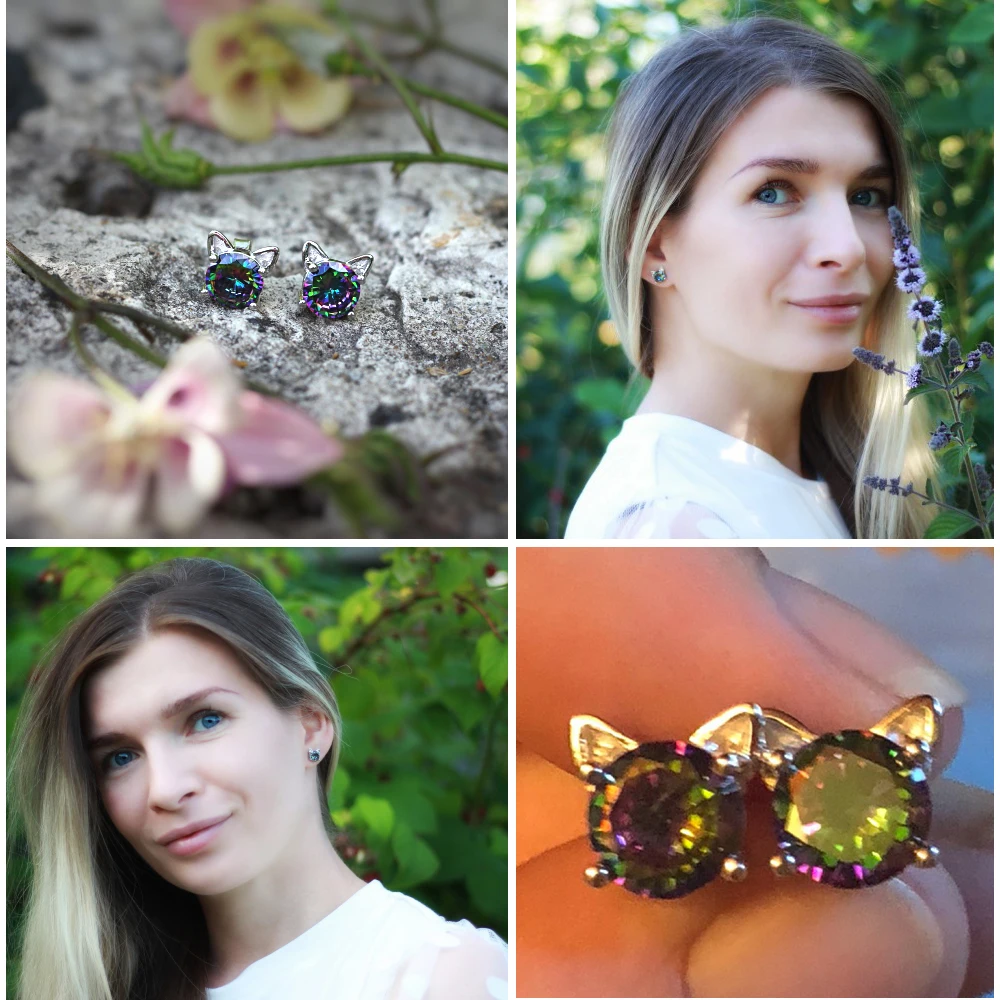 Женские серьги-гвоздики из серебра 925 пробы с фианитом | Украшения и аксессуары