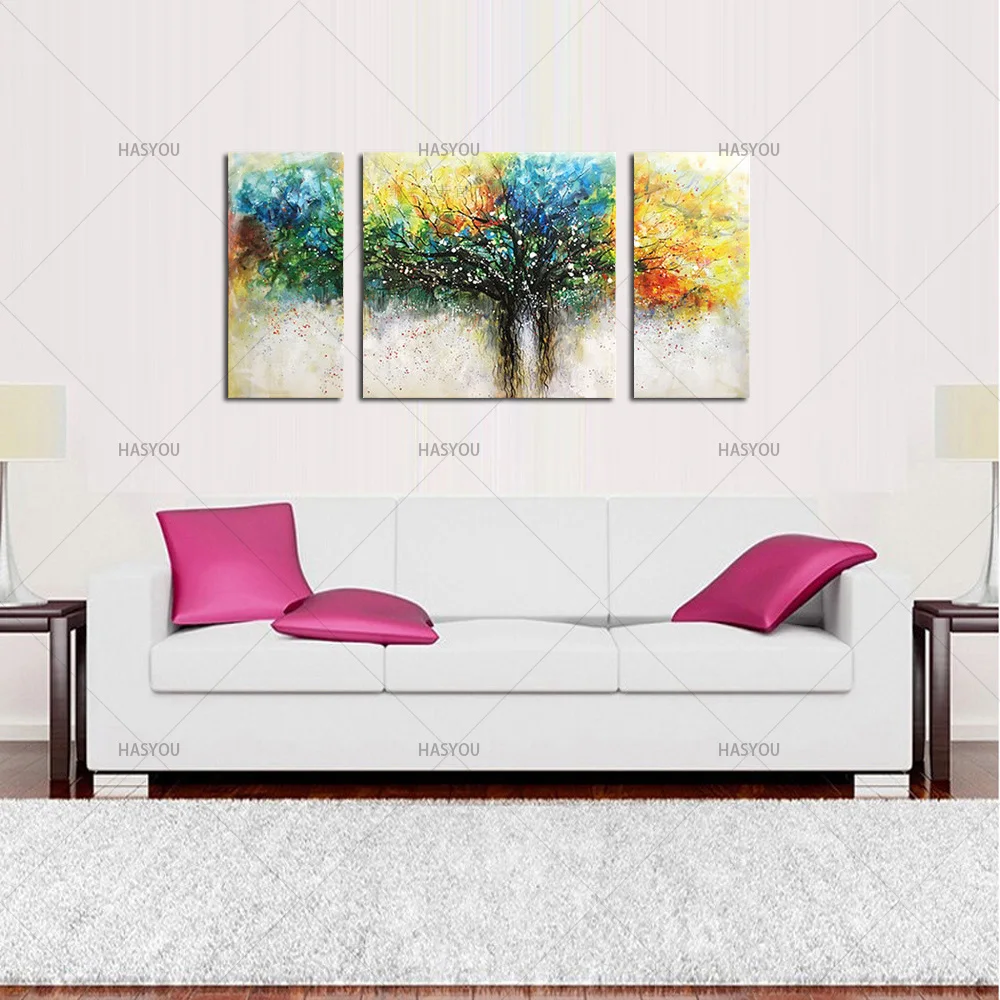 

Высокое качество абстрактные красочные деревья картина маслом на холсте ручной работы красивые цвета абстрактный пейзаж Масляные картины,...