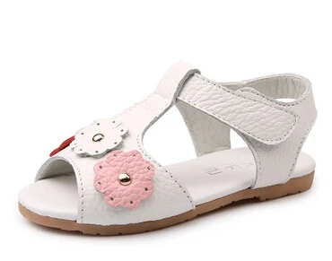 Модные летние детские сандалии из натуральной кожи Нескользящие тонкие туфли