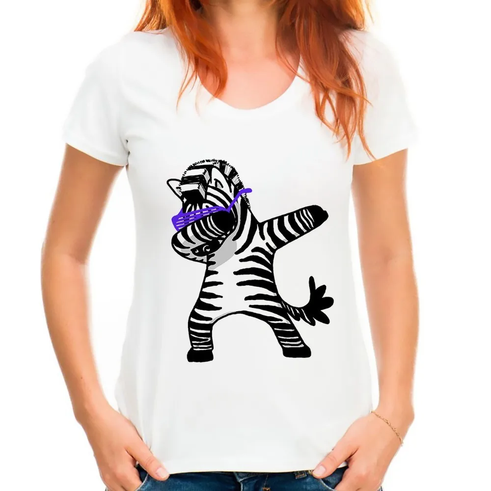 Милая женская футболка с принтом зебры лето 2018 новая белая Повседневная дышащая