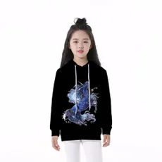 55195 С капюшоном для девочек, с длинными рукавами, с 3D Цифровым принтом, 16 цветов, дизайн единорога, повседневная одежда толстовка, модные красочные 3D толстовки - Цвет: 55195