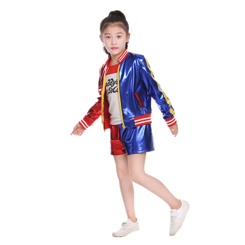 Комплект из 4 предметов для девочек Харли Квинн клоун пальто Детский костюм