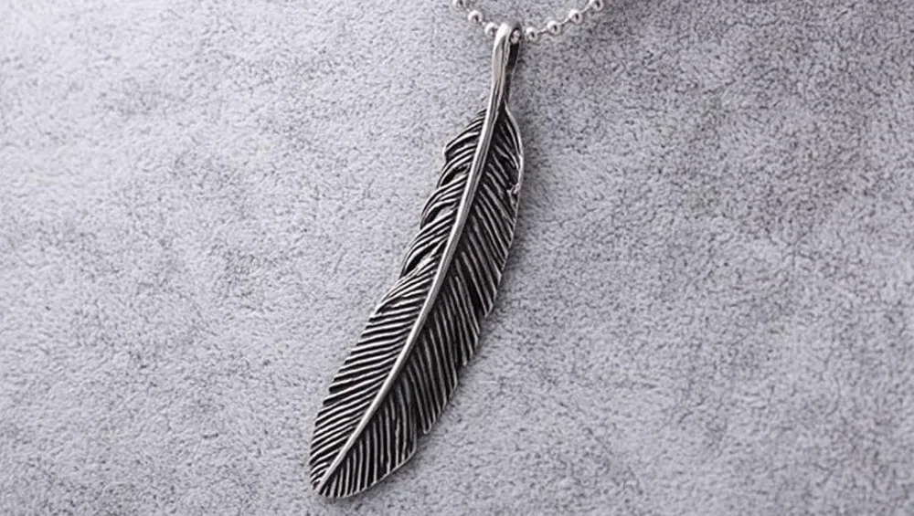 Подвеска из нержавеющей стали в виде гусиного пера длина 7 см ширина 2 см|feather
