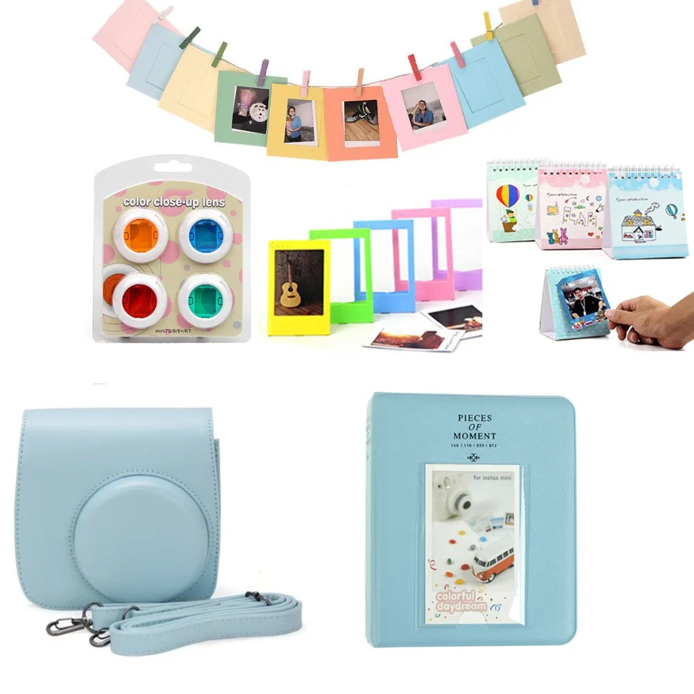 Набор аксессуаров 6 в 1 для Fujifilm Instax Mini 8 + 8s 9 чехол из искусственной кожи ремешок