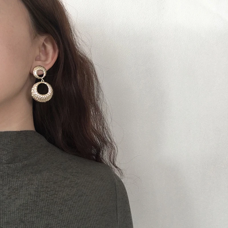 Geometric metal texture personality fashion clothing accessories Contracted temperament earrings | Украшения и аксессуары