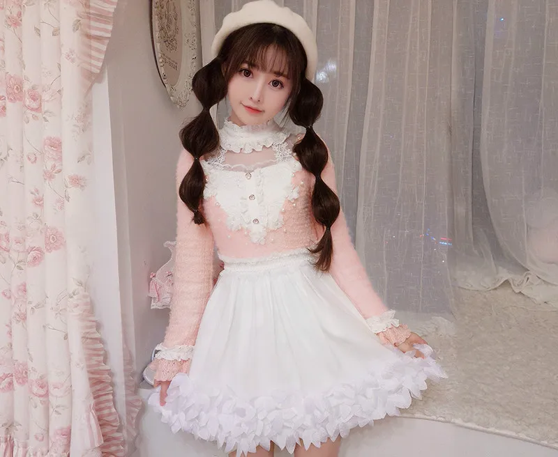 

Princess sweet lolita dress Candy rain original winter women's clothing Chiffon chiffon dress long sleeve collar C22CD7240
