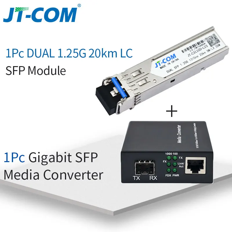 1 пара гигабитный медиаконвертер SFP трансивер модуль 5 км 1000 Мбит/с быстрый Ethernet RJ45 в волоконно-оптический коммутатор 2 порта SC одиночный режим - Цвет: with DUAL LC 20km