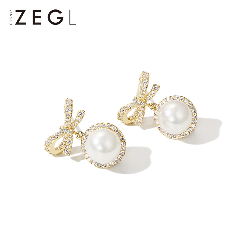 Женские серьги-клипсы ZEGL серьги с искусственным жемчугом и бантом