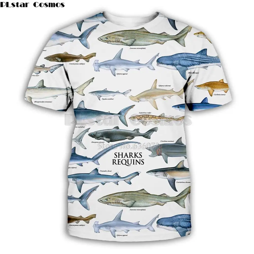 

PLstar Cosmos Fashion Men t shirt shark animal Retro Style pattern 3D All Print Unisex t-shirt summer streetwear Casual T shirts