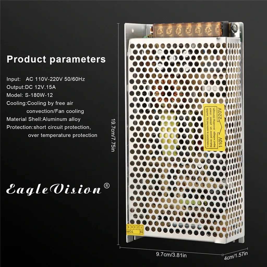 12A 180 Вт светильник ing трансформаторы 110V 220V AC к DC 12V переключатель Питание адаптер