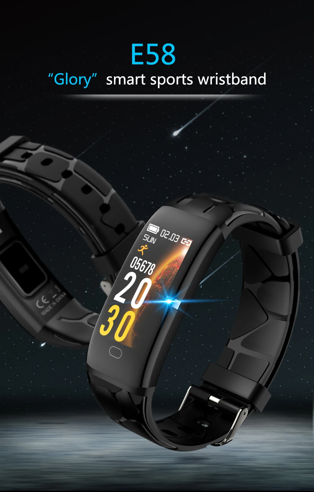 FocuSmart умные браслеты E58 фитнес-трекер ECG HRV монитор сердечного ритма кровяное давление умный Браслет для IOS/Android
