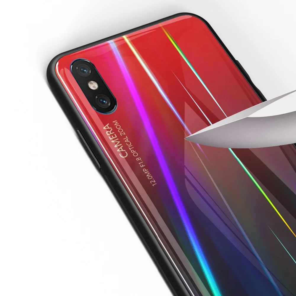 Чехол из закаленного стекла для Xiaomi Mi 9 Mi9 градиентный цвет лазерная стеклянная