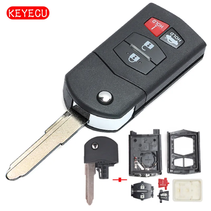 Keyecu складной сменный корпус дистанционного ключа Fob 4 кнопки для Mazda 3 6 MX 5 Miata 2006